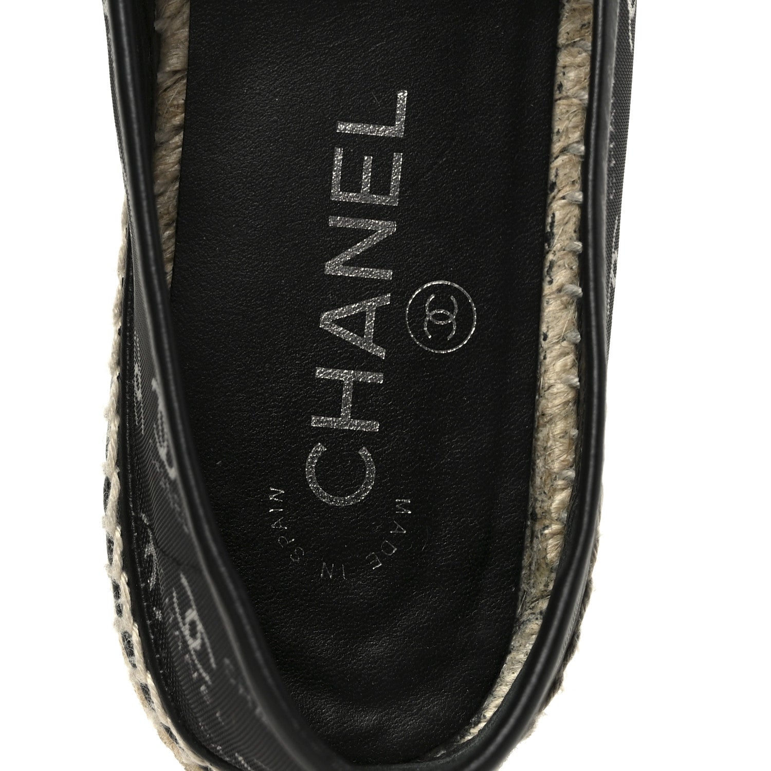 MESH GROSGRAIN CC ESPADRILLES BLACK WHITE