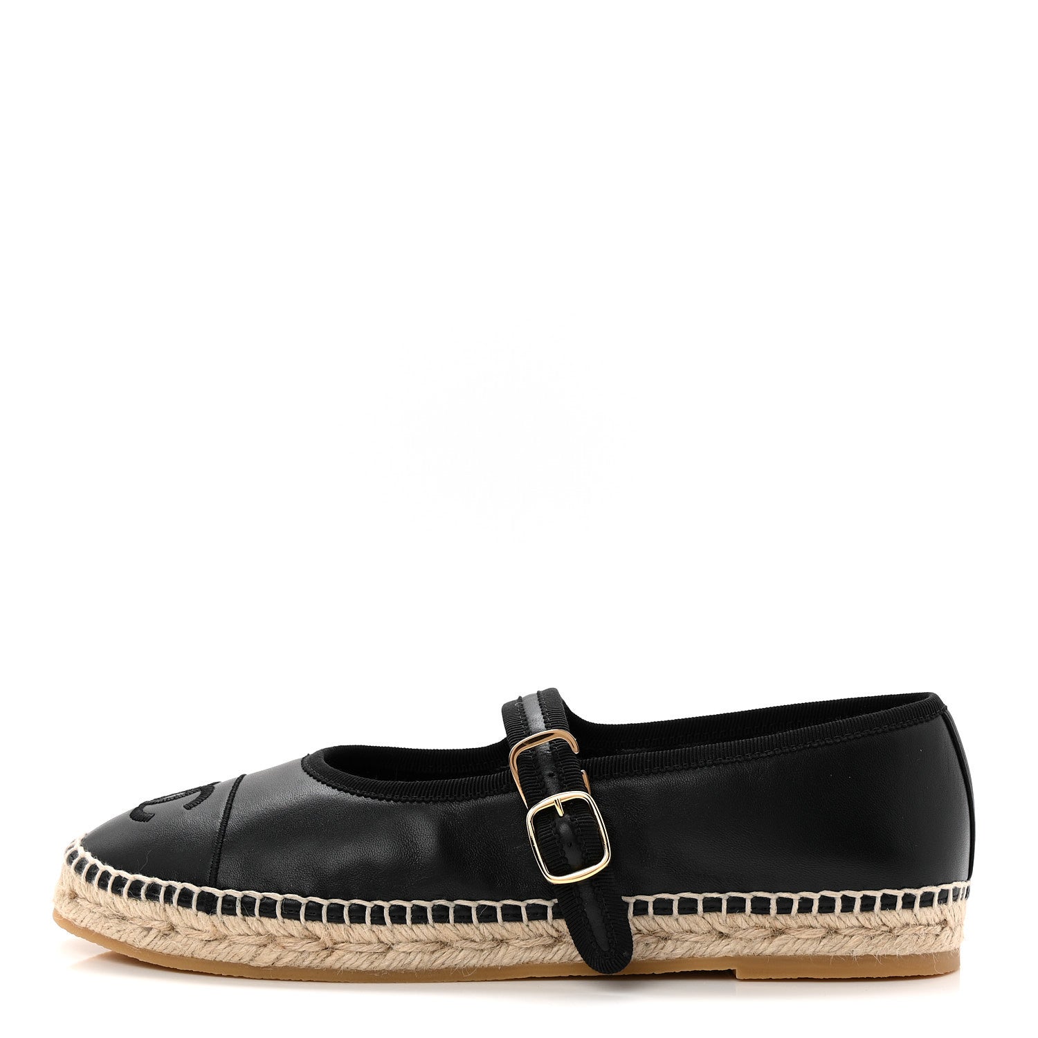 LAMBSKIN JUTE MARY JANE FLATS BLACK