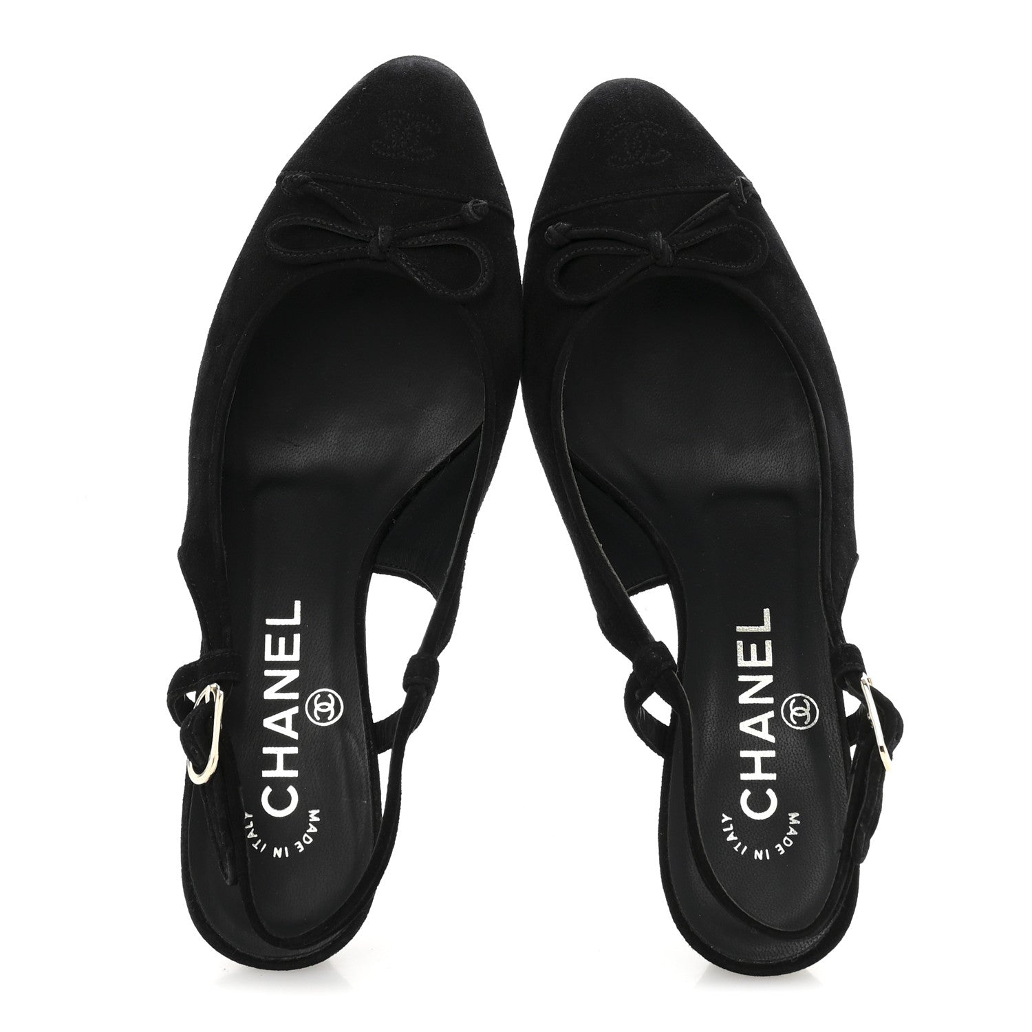 SUEDE CAP TOE CC SLINGBACK PUMPS BLACK
