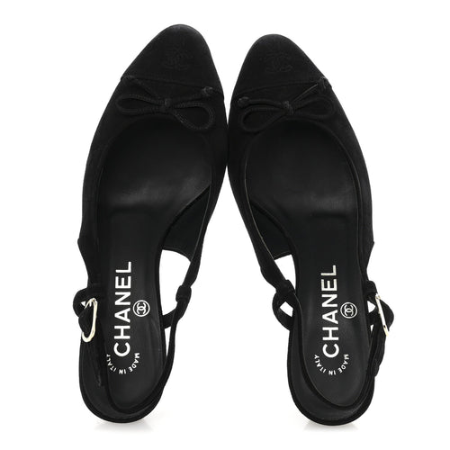 SUEDE CAP TOE CC SLINGBACK PUMPS BLACK