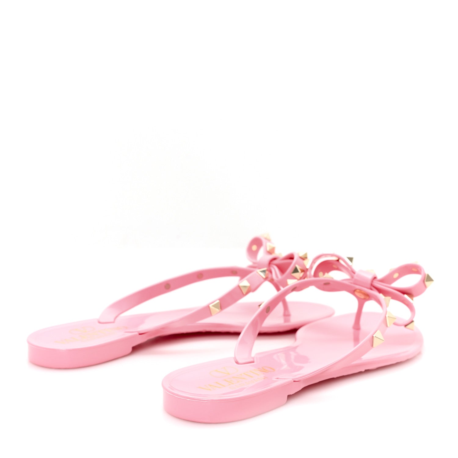 PVC JELLY GLITTER ROCKSTUD BOW THONG SANDALS BUBBLE GUM