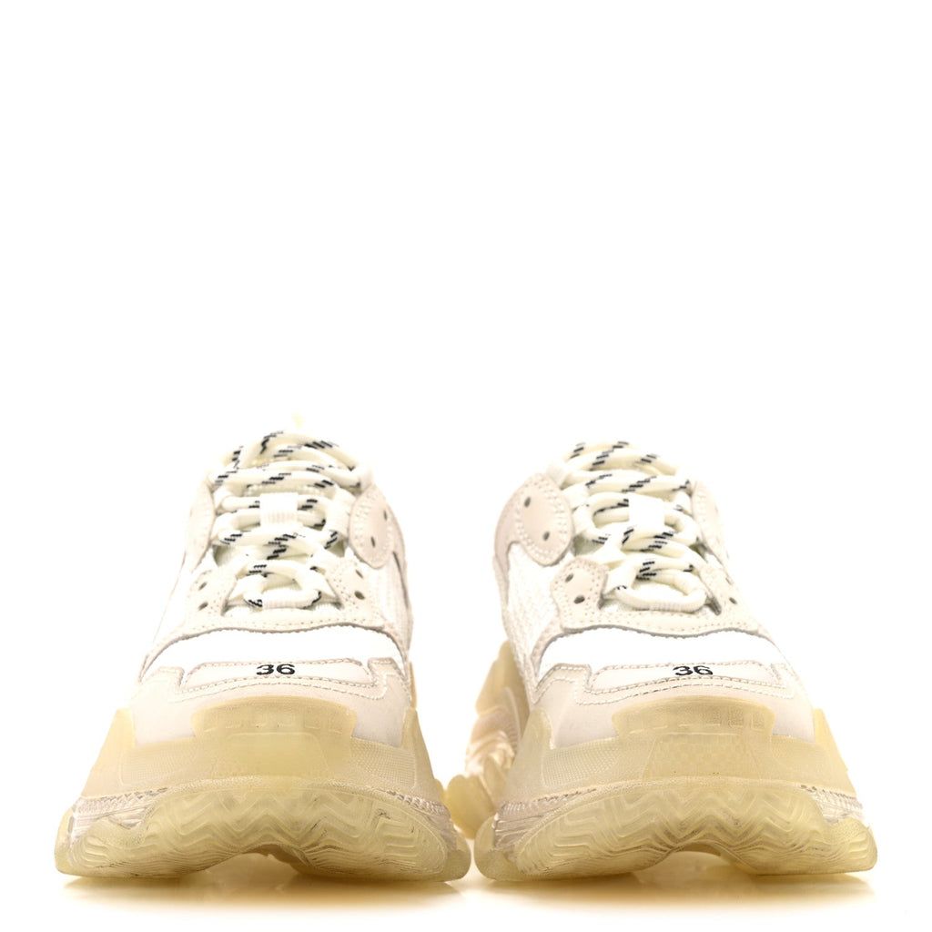 FABRIC MESH CLEAR SOLE WOMENS TRIPLE S SNEAKERS HONEYCOMB WHITE