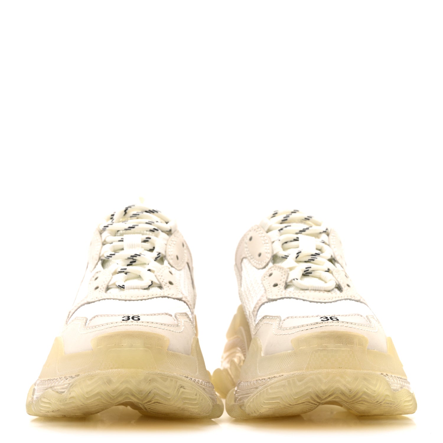 FABRIC MESH CLEAR SOLE WOMENS TRIPLE S SNEAKERS HONEYCOMB WHITE