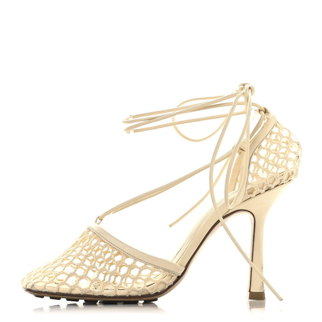 MESH NAPPA STRETCH ANKLE TIE SANDALS TOILE