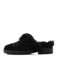SUEDE SHEARLING CC CAP TOE MULES BLACK