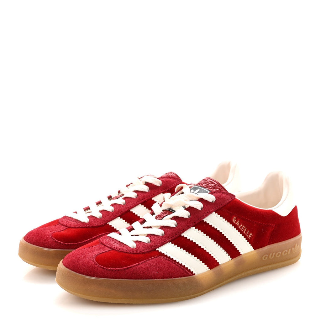 X ADIDAS SOFTY VELVET SUEDE MADEIRA DEMETRA MENS GAZELLE SNEAKERS VULCANIC RED OFF WHITE HIBISCUS RED
