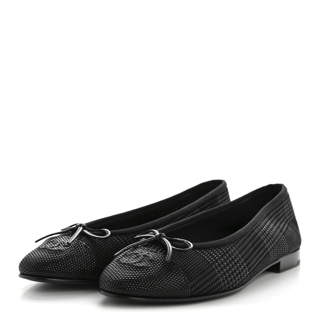 SUEDE KIDSKIN CAP TOE CC BALLERINA FLATS BLACK