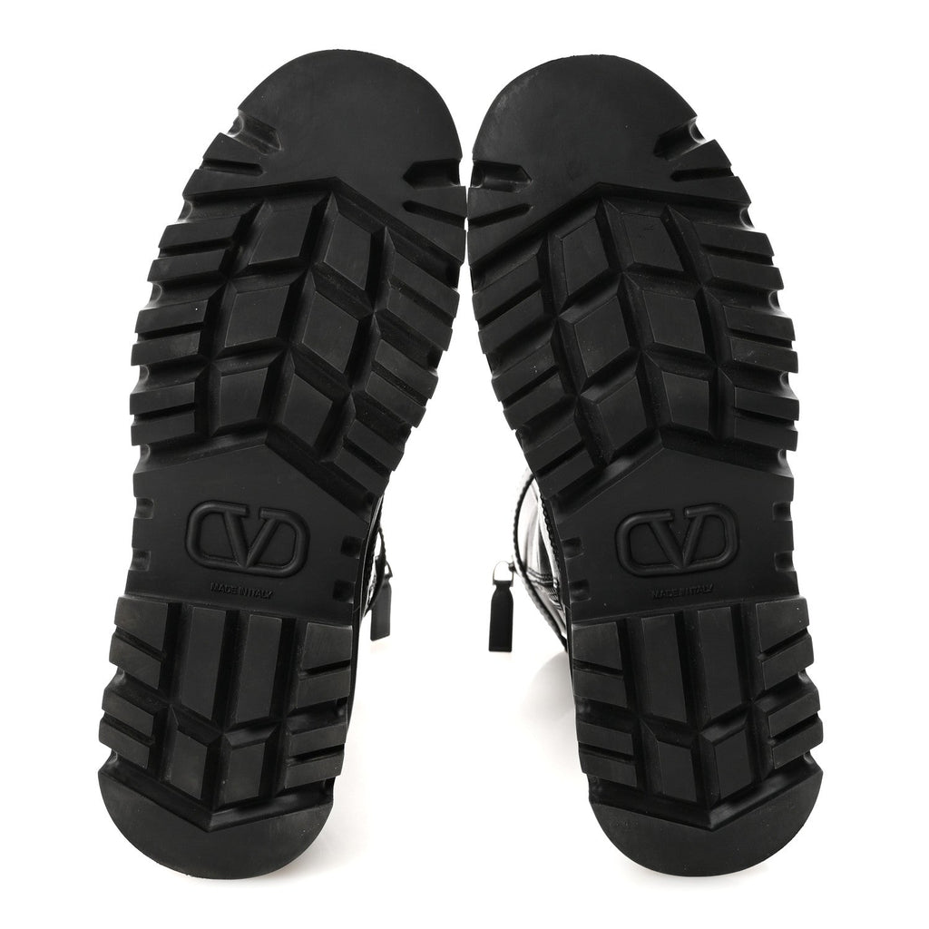 CALFSKIN VLOGO /50MM COMBAT BOOTS BLACK