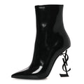 GLAZED CALFSKIN OPYUM ANKLE BOOTS BLACK