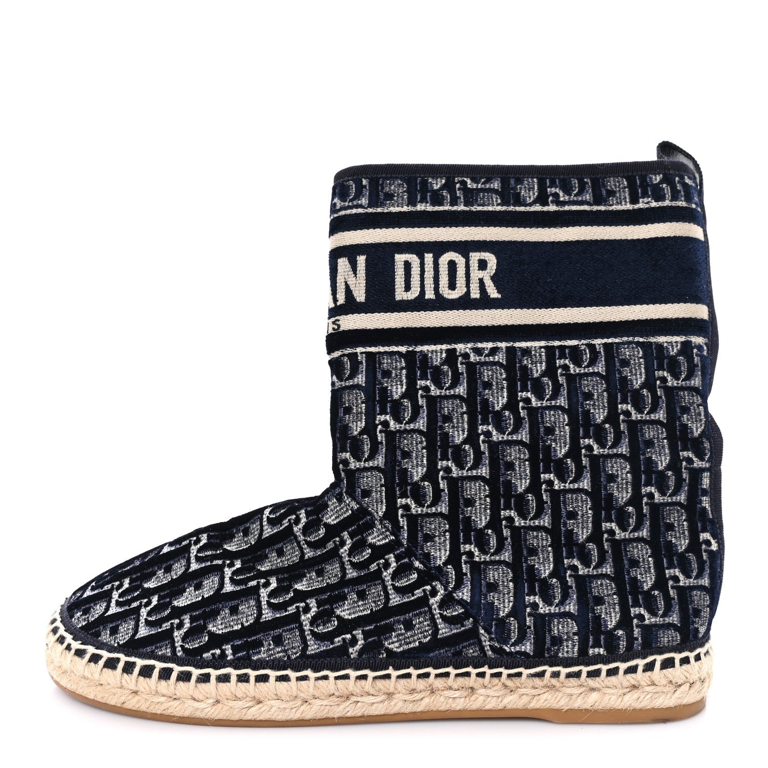 VELVET OBLIQUE GRANVILLE ESPADRILLE BOOTS DEEP BLUE