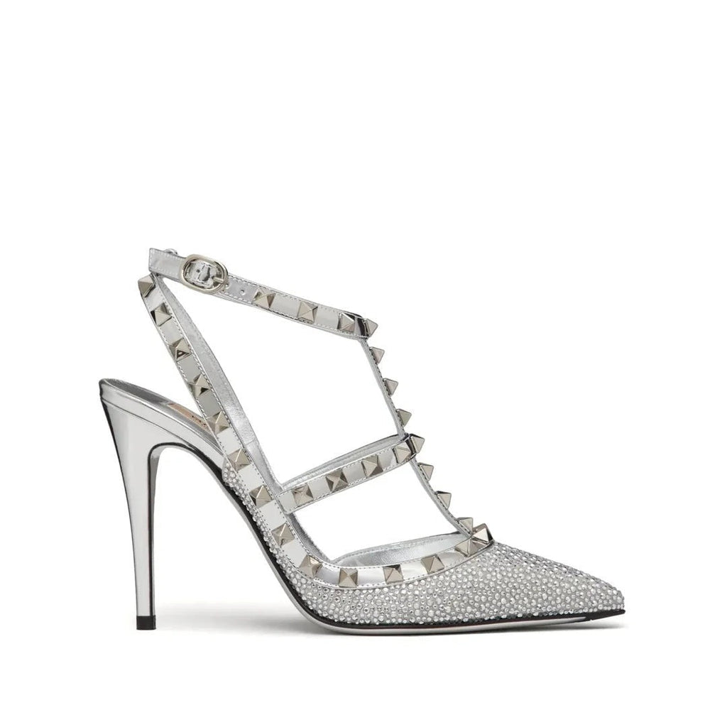 Valentino Garavani Rockstud Kidskin Pumps 100mm - Silver/Crystal