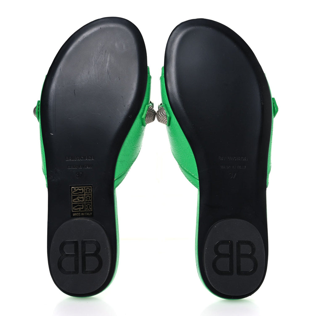 AGNEAU ARENA CAGOLE FLAT SLIDE SANDALS VIVID GREEN