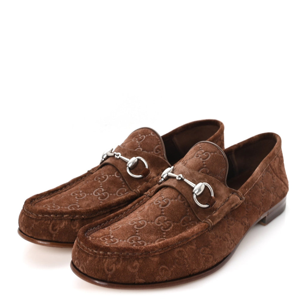 LUXURY SUEDE GUCCISSIMA MENS HORSEBIT MOCASSIN LOAFERS FANCY FANCY BROWN