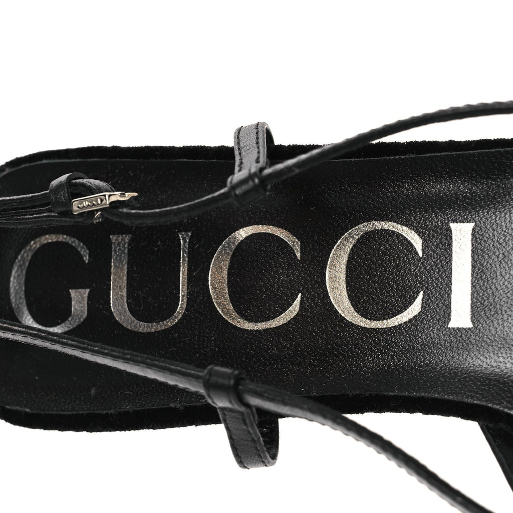VELVET GG MONOGRAM SLINGBACK BALLET FLATS BLACK