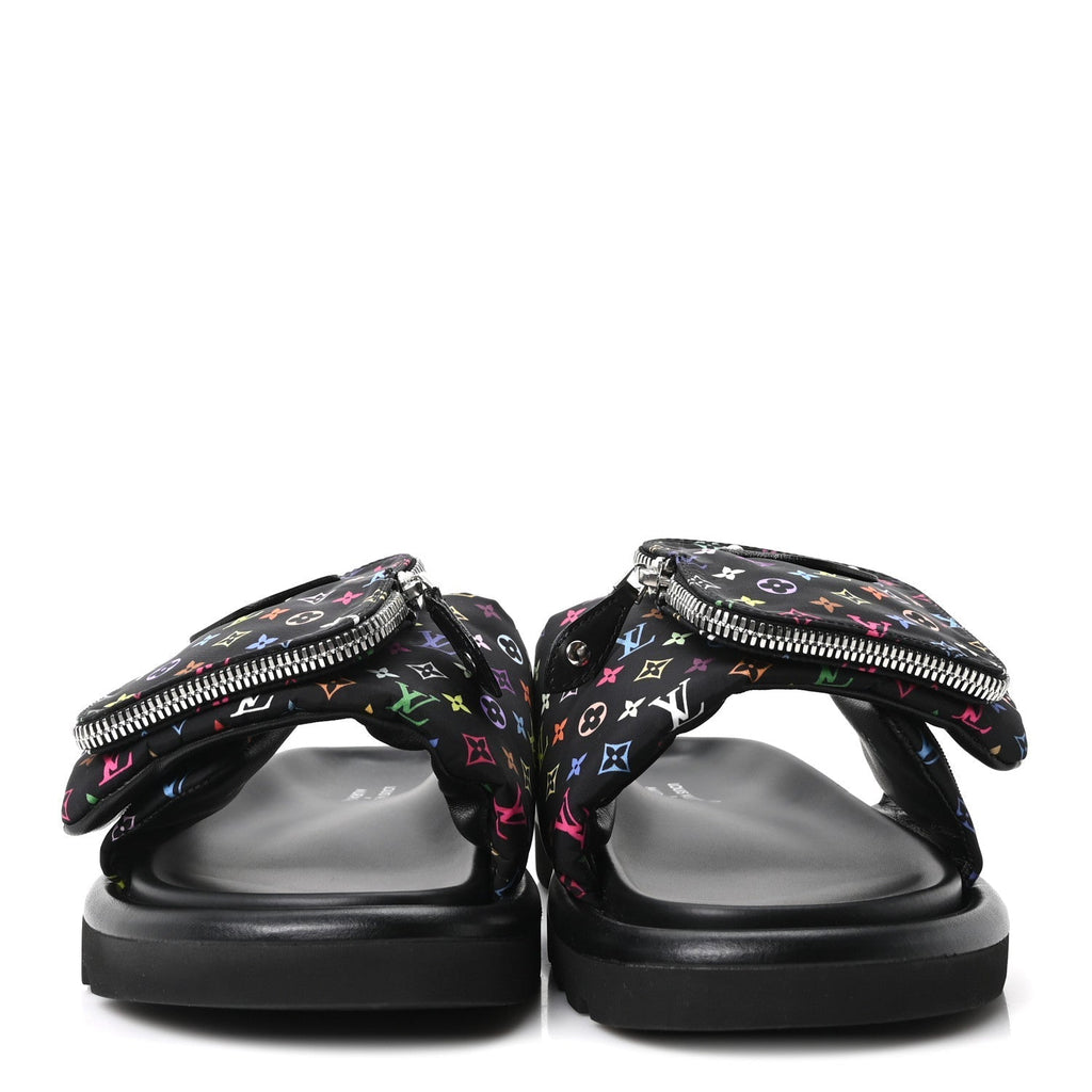 LV X TM MONOGRAM MULTICOLOR POOL PILLOW FLAT COMFORT MULE BLACK