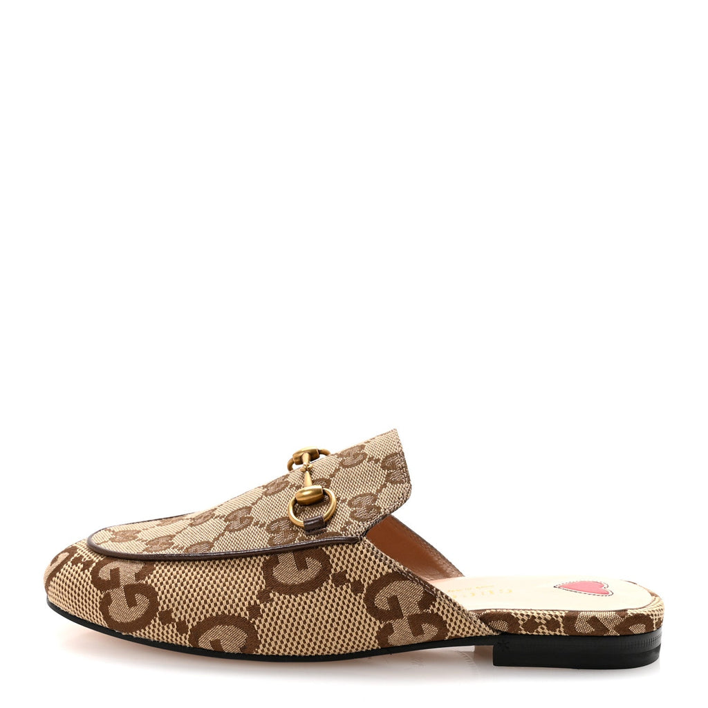 MONOGRAM JUMBO GG MALAGA KID WOMENS PRINCETOWN SLIPPERS CAMEL EBONY NEW ACERO BEIGE