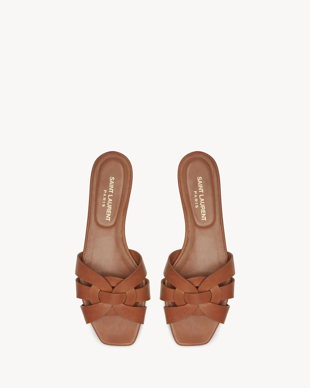 YSL TRIBUTE SANDALS IN SMOOTH LEATHER AMBER