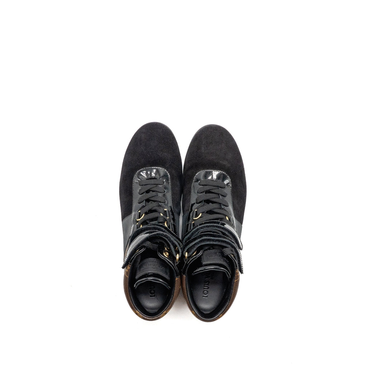 LOUIS VUITTON MOVE UP SNEAKERS MONOGRAM CANVAS/ SUEDE/ PATENT BLACK GHW