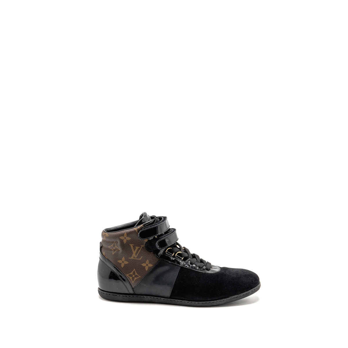 LOUIS VUITTON MOVE UP SNEAKERS MONOGRAM CANVAS/ SUEDE/ PATENT BLACK GHW