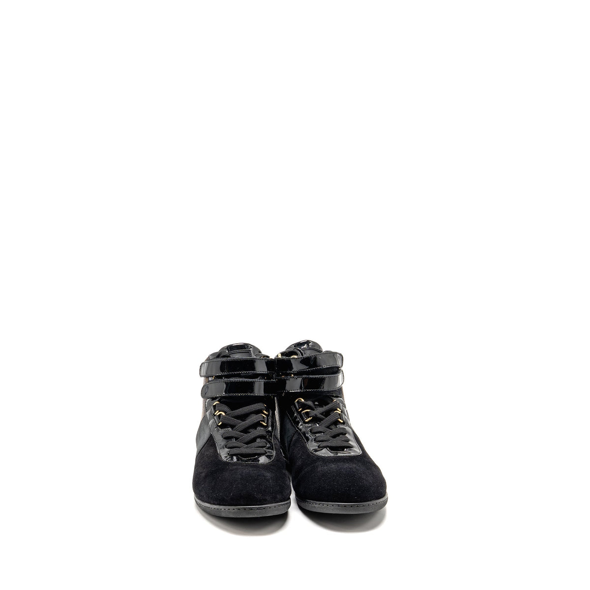 LOUIS VUITTON MOVE UP SNEAKERS MONOGRAM CANVAS/ SUEDE/ PATENT BLACK GHW