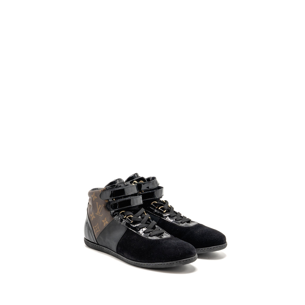 LOUIS VUITTON MOVE UP SNEAKERS MONOGRAM CANVAS/ SUEDE/ PATENT BLACK GHW