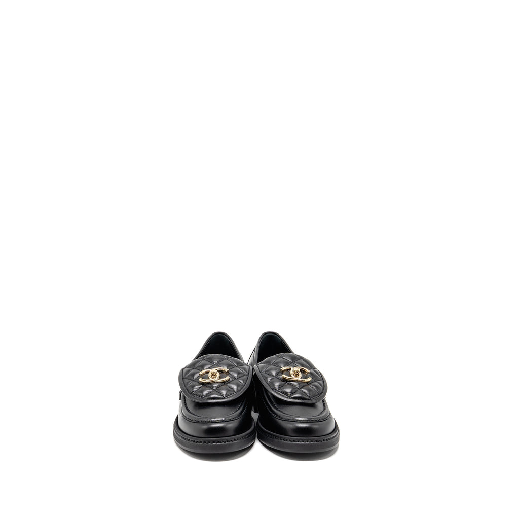 CHANEL TURNLOCK LOAFER LAMBSKIN BLACK LGHW