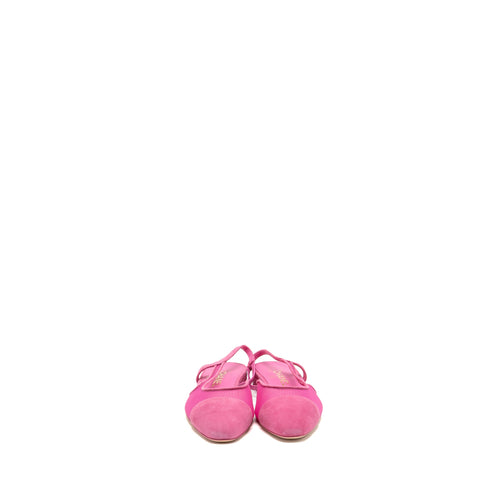 CHANEL SLINGBACK FLATS SUEDE/MESH PINK