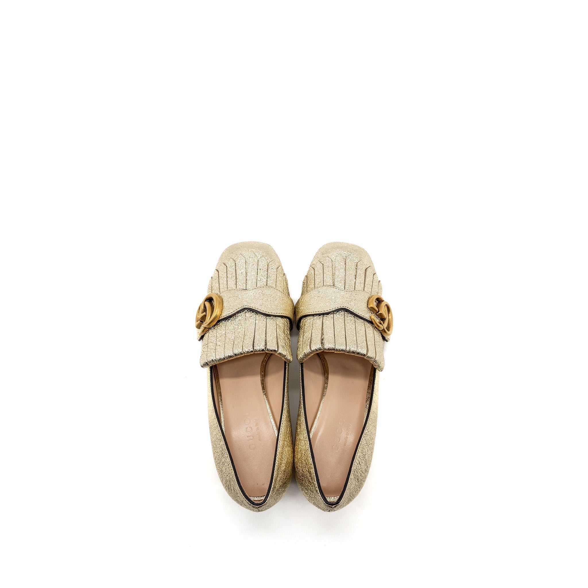 GUCCI GG MARMONT MID HEEL PUMP GOLD GHW