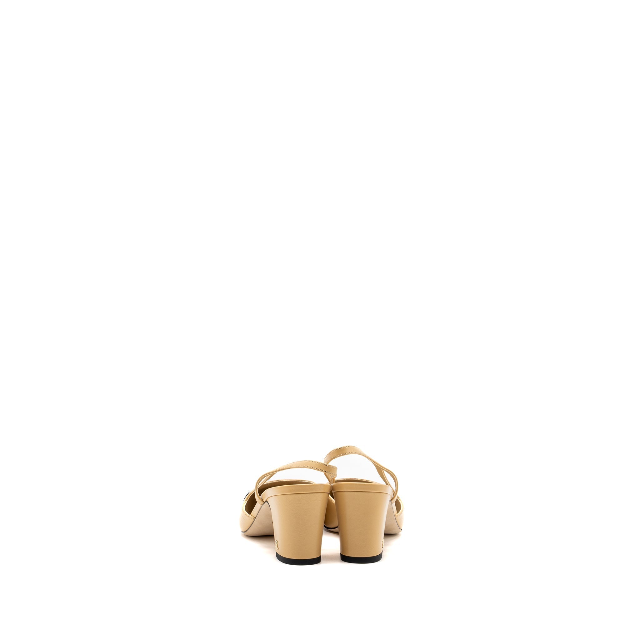 CHANEL SLINGBACKS LEATHER BEIGE / BLACK LGHW