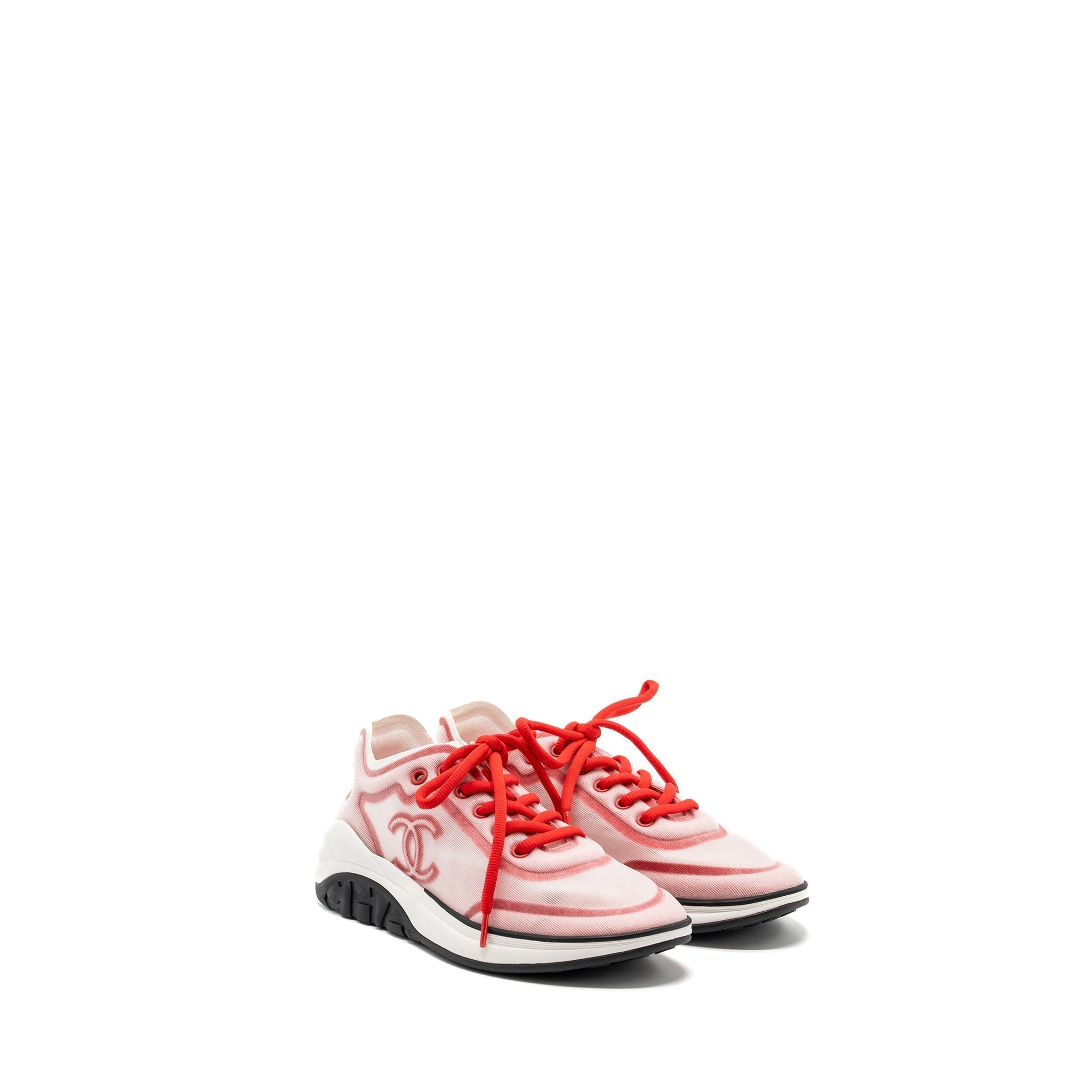 CHANEL CC LOGO SNEAKERS RED/ WHITE/ BLACK
