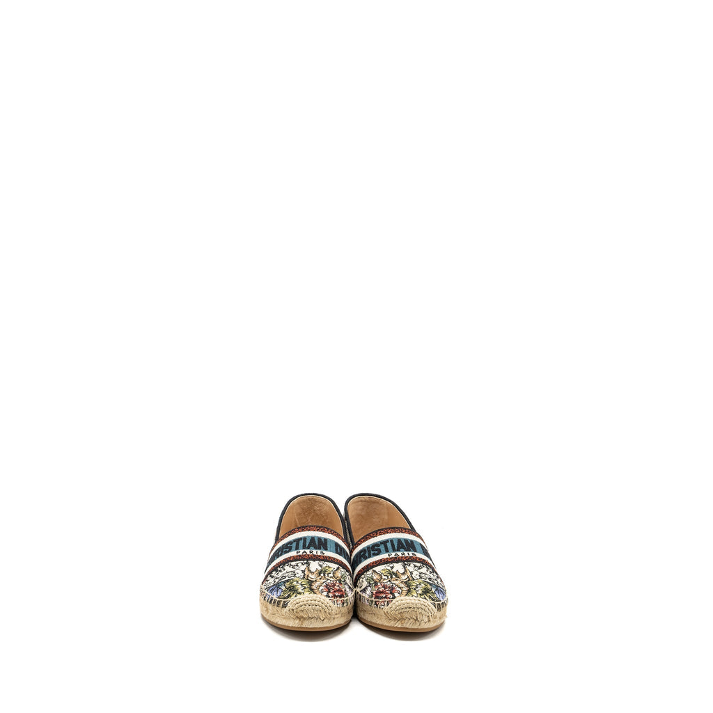 DIOR FLORA AND ANIMAL EMBROIDERED GRANVILLE ESPADRILLE FABRIC MULTICOLOUR