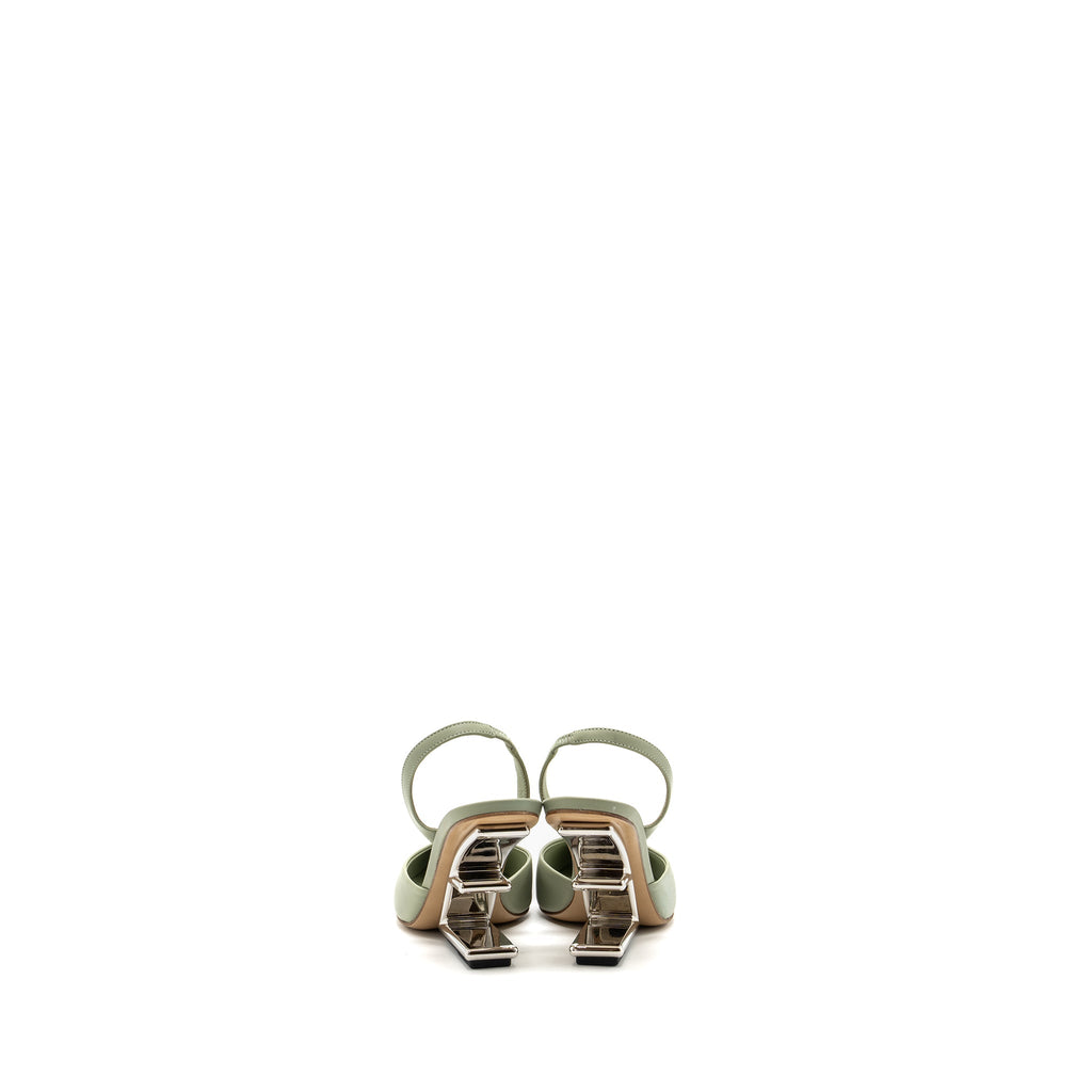 FENDI FENDI FIRST HIGH-HEELED SLINGBACKS LEATHER GREEN SHW