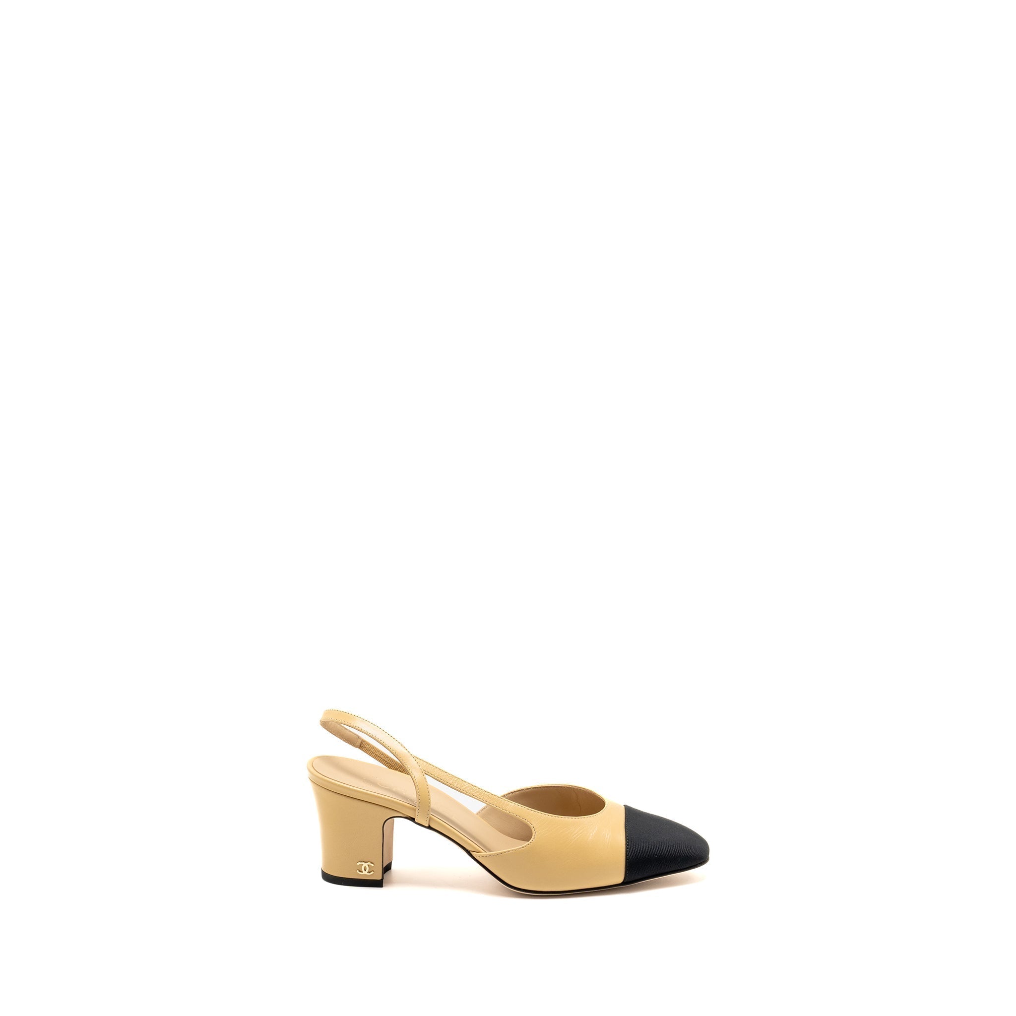CHANEL SLING BACK BEIGE/BLACK