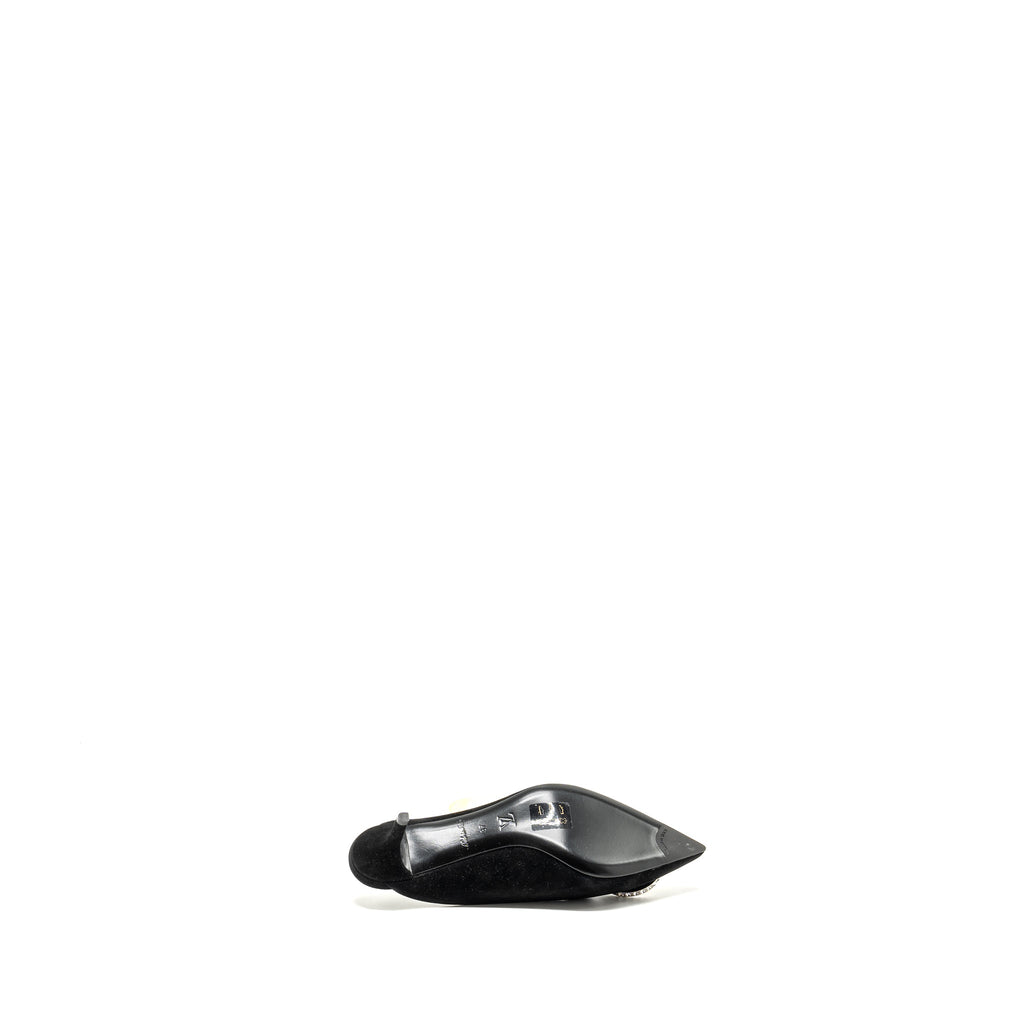 LOUIS VUITTON MADELEINE MULES SUEDE BLACK