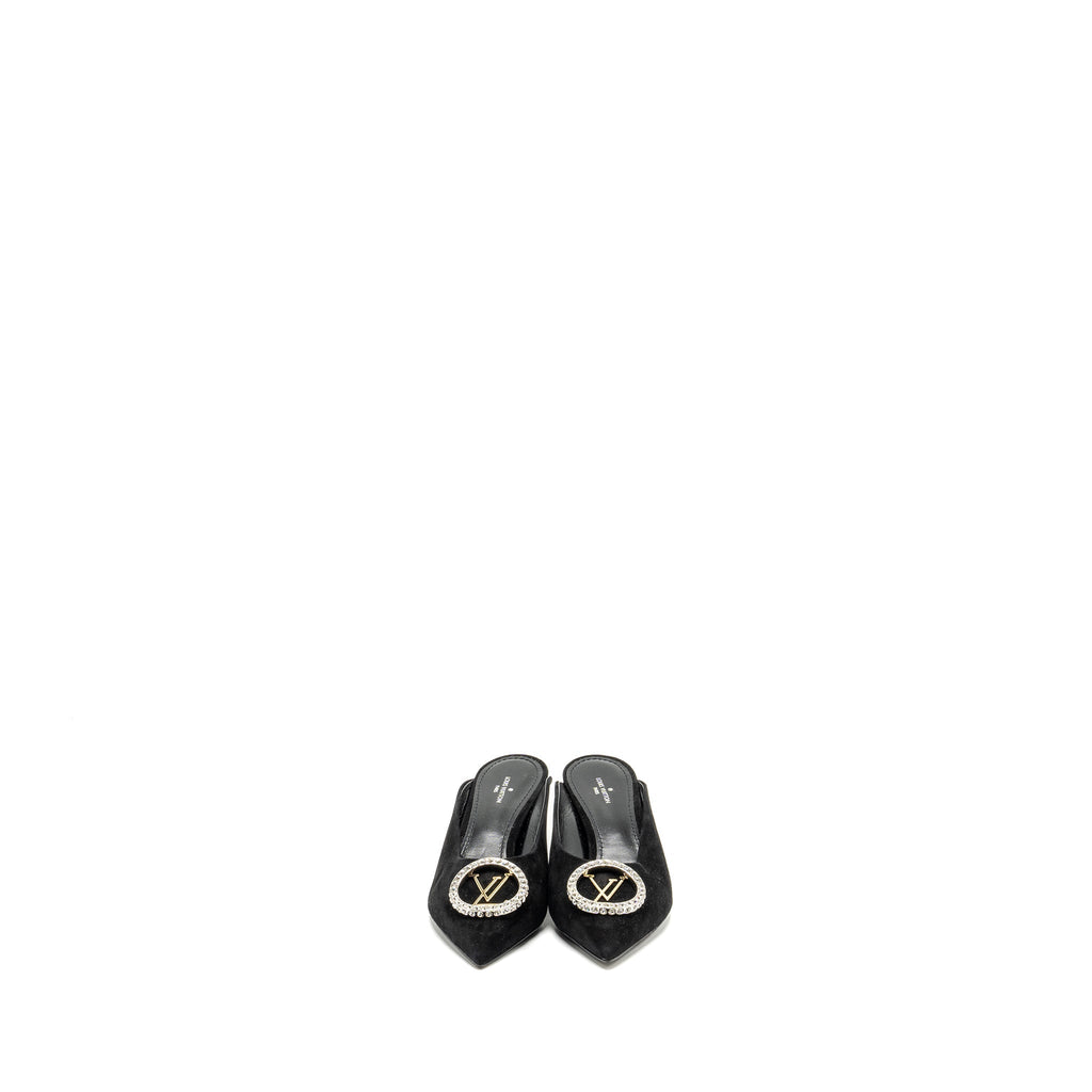 LOUIS VUITTON MADELEINE MULES SUEDE BLACK