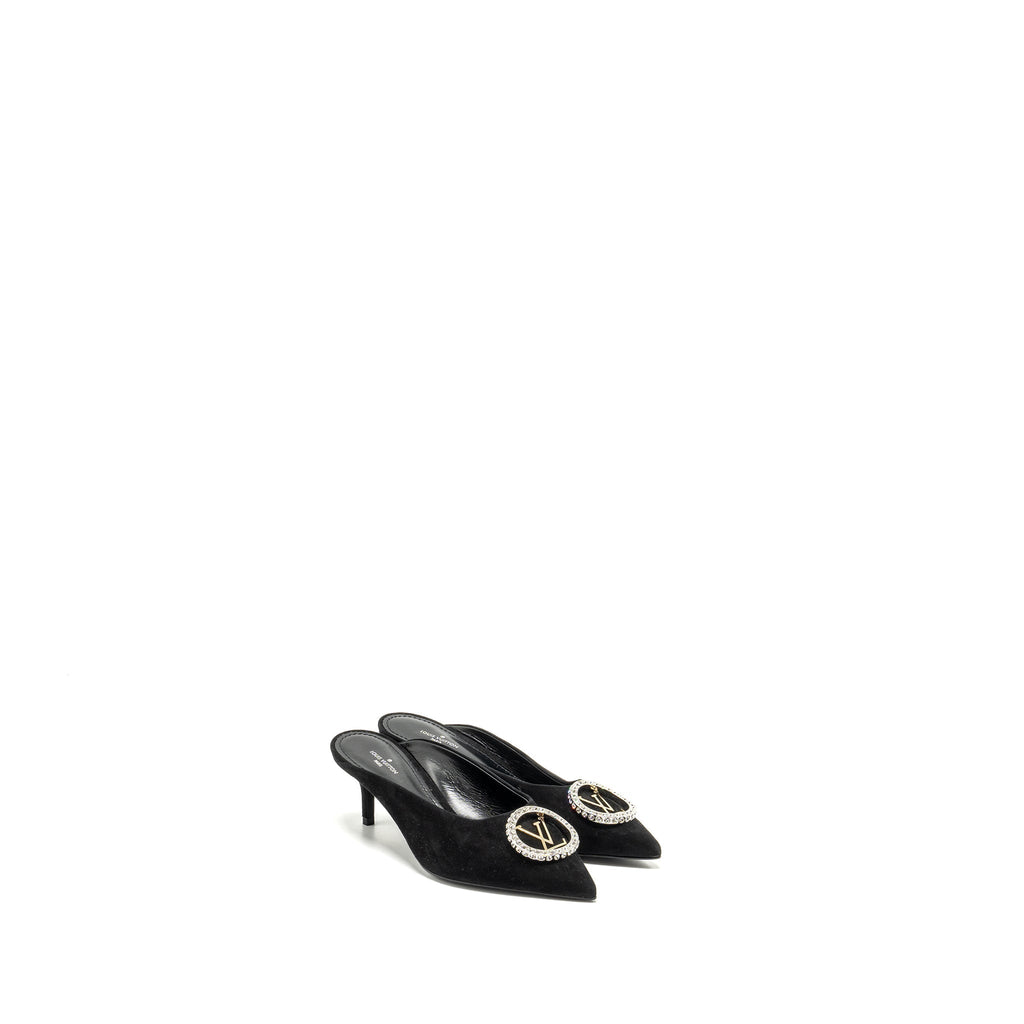 LOUIS VUITTON MADELEINE MULES SUEDE BLACK