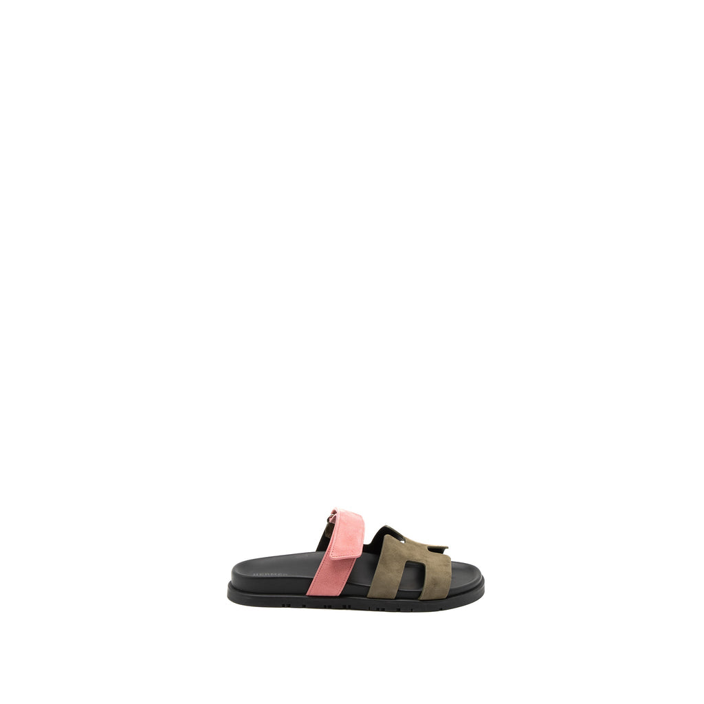 HERMES CHYPRE SANDLE SUEDE/CALFSKIN TOUNDRA/ROSE
