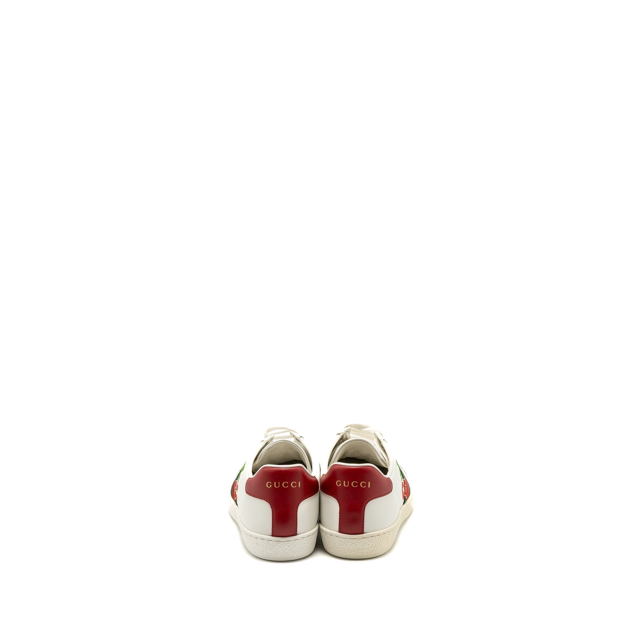 GUCCI LEATHER SNEAKERS WITH GG CHERRY PRINT WHITE MULTICOLOUR
