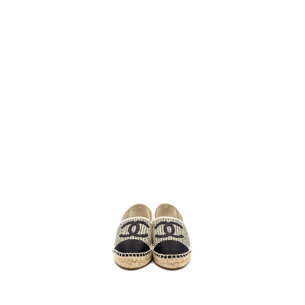 CHANEL 21P ESPADRILLES MESH/GROSGRAIN BEIGE/BLACK