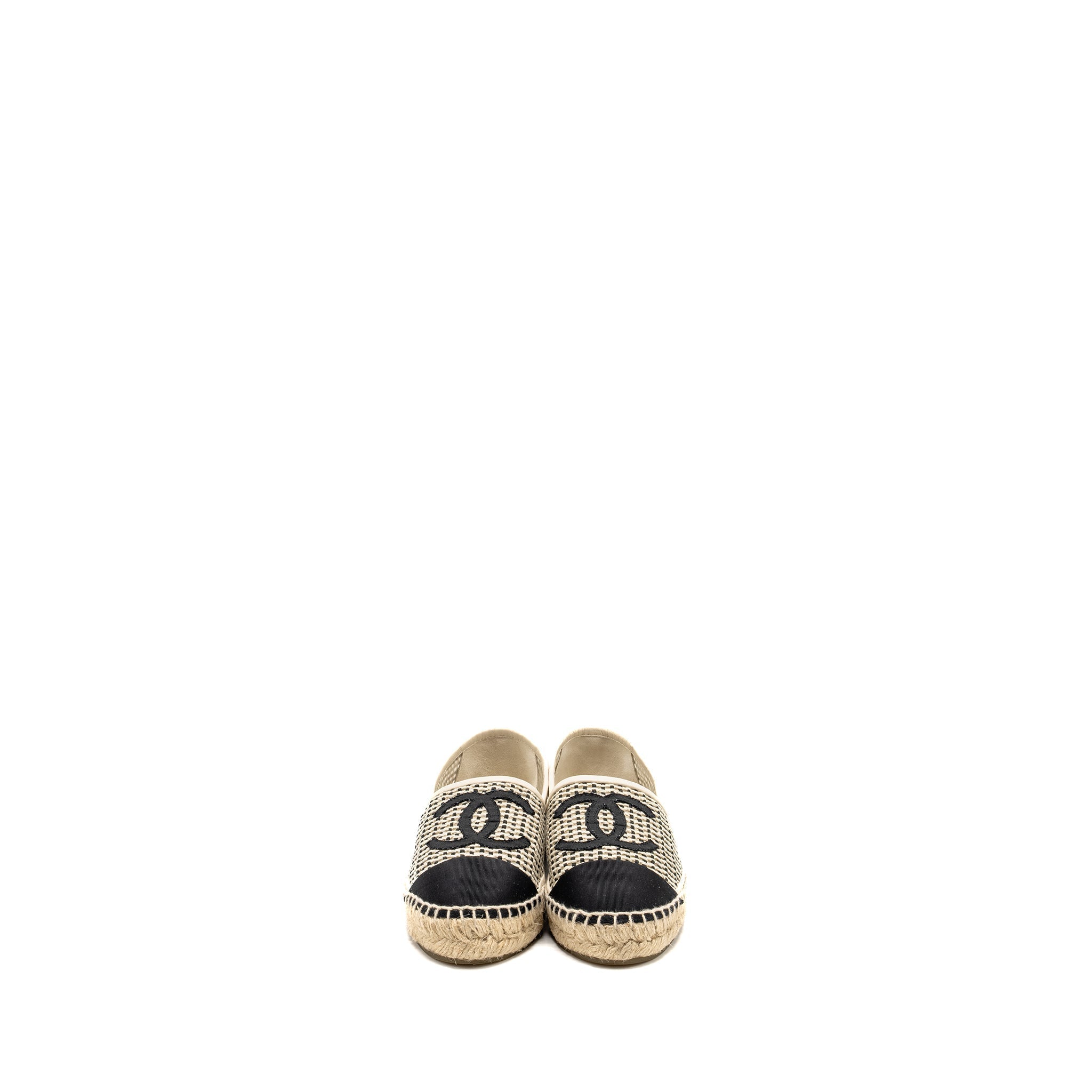 CHANEL 21P ESPADRILLES MESH/GROSGRAIN BEIGE/BLACK