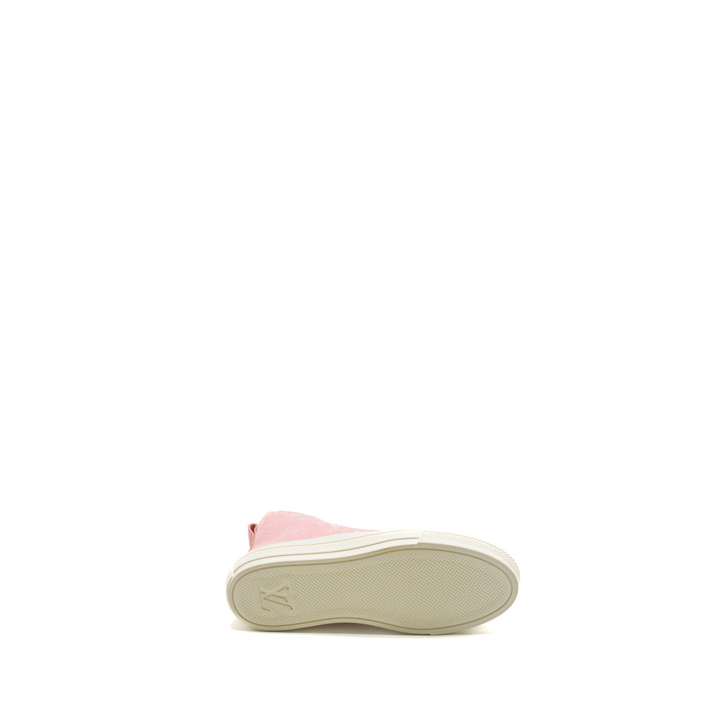 LOUIS VUITTON STELLAR HIGH TOP SNEAKER MONOGRAM DENIM PINK GHW