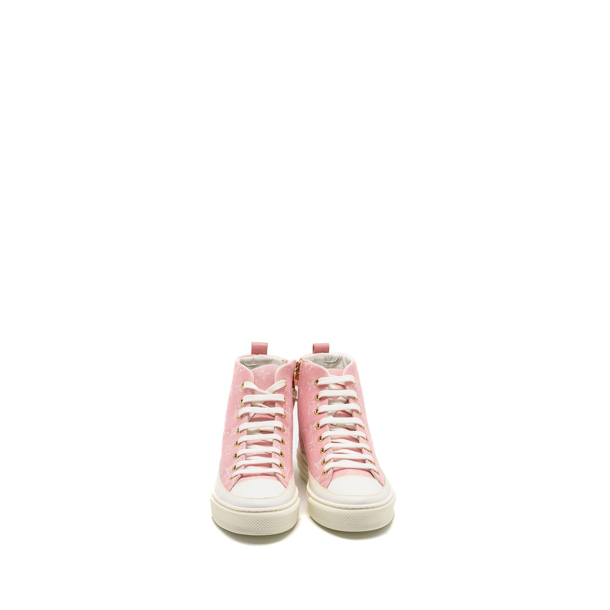 LOUIS VUITTON STELLAR HIGH TOP SNEAKER MONOGRAM DENIM PINK GHW