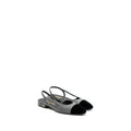 CHANEL SLING BACK FLAT SHOES FELT/VELVET GREY/BLACK