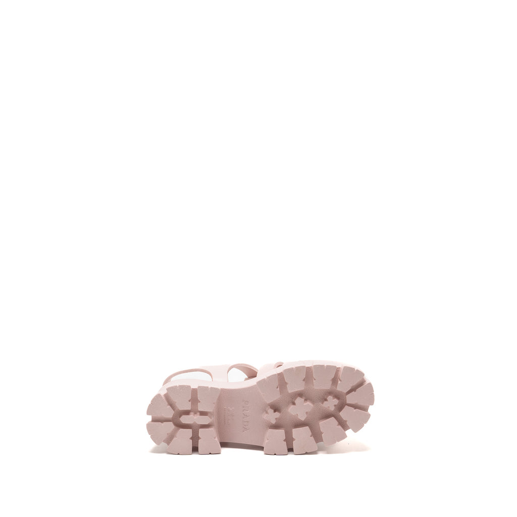 PRADA RUBBER MONOLITH LOGO PATCH SANDALS PINK