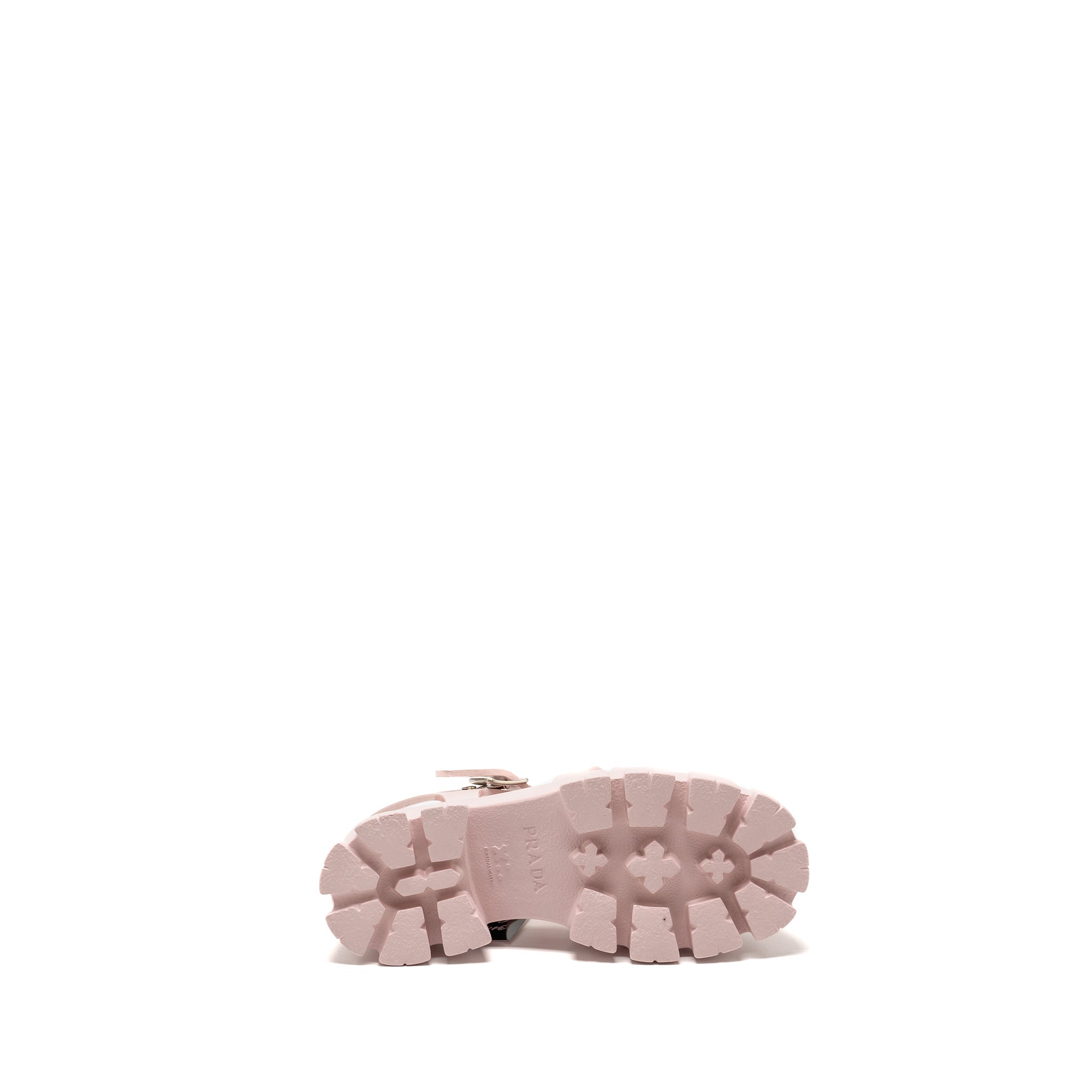 PRADA RUBBER MONOLITH LOGO PATCH SANDALS PINK