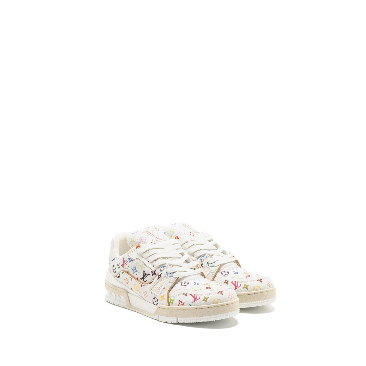 LOUIS VUITTON TAKASHI MURAKAMI LV TRAINER SNEAKER GRAINED CALFSKIN WHITE/MULTICOLOUR