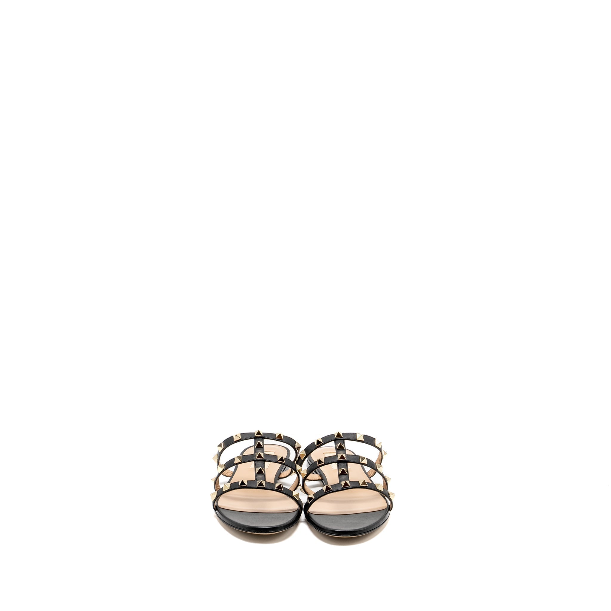 VALENTINO GARAVANI ROCKSTUD LEATHER SANDALS BLACK LGHW