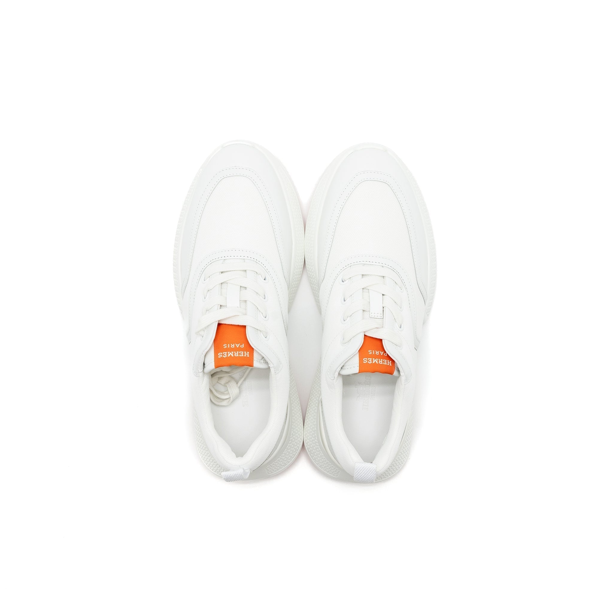 HERMES GIGA SNEAKER MESH/CALFSKIN WHITE/ORANGE