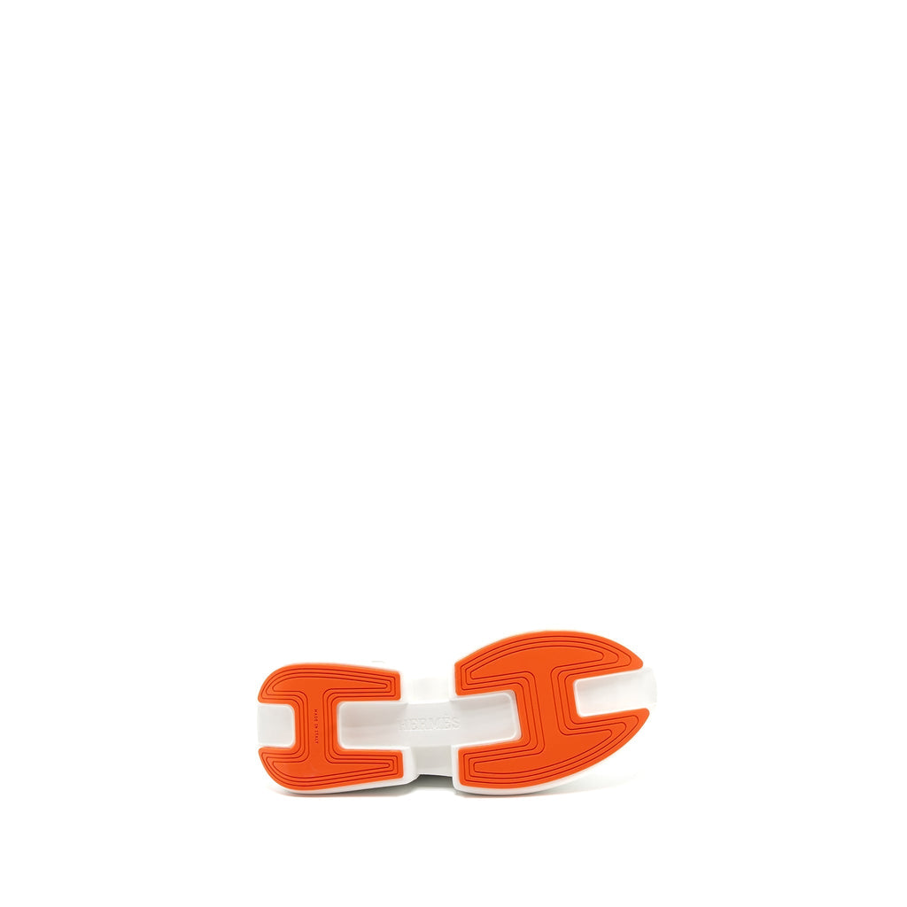 HERMES GIGA SNEAKER MESH/CALFSKIN WHITE/ORANGE