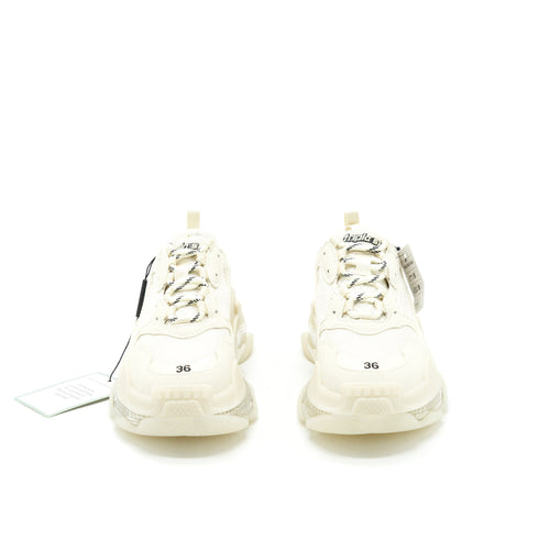BALENCIAGA TRIPLE S TRAINERS CLEAR SOLE WHITE